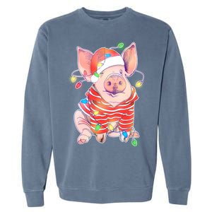 Christmas Lights Pig Garment-Dyed Sweatshirt