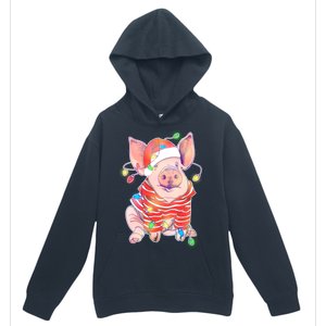 Christmas Lights Pig Urban Pullover Hoodie