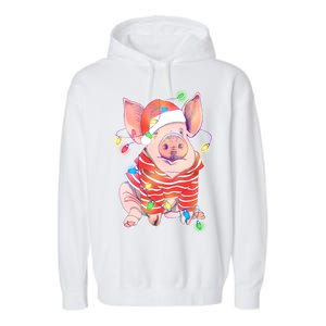 Christmas Lights Pig Garment-Dyed Fleece Hoodie