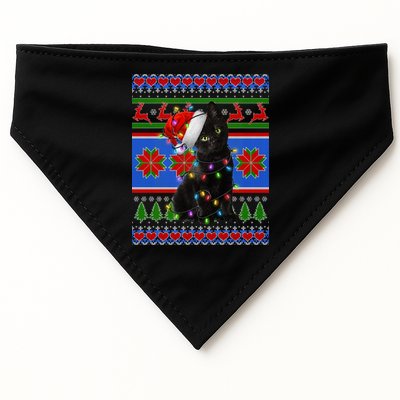 Christmas Lights Santa Cat Ugly USA-Made Doggie Bandana