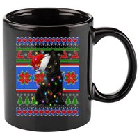 Christmas Lights Santa Cat Ugly 11oz C Handle Ceramic Mug