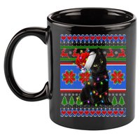 Christmas Lights Santa Cat Ugly 11oz C Handle Ceramic Mug