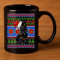 Christmas Lights Santa Cat Ugly 11oz C Handle Ceramic Mug