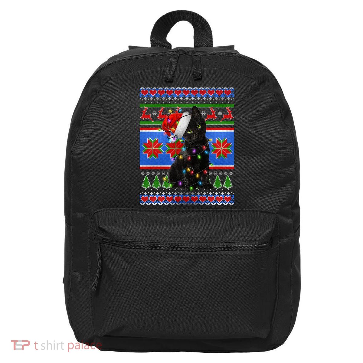 Christmas Lights Santa Cat Ugly 16 in Basic Backpack