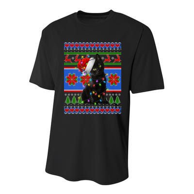 Christmas Lights Santa Cat Ugly Youth Performance Sprint T-Shirt