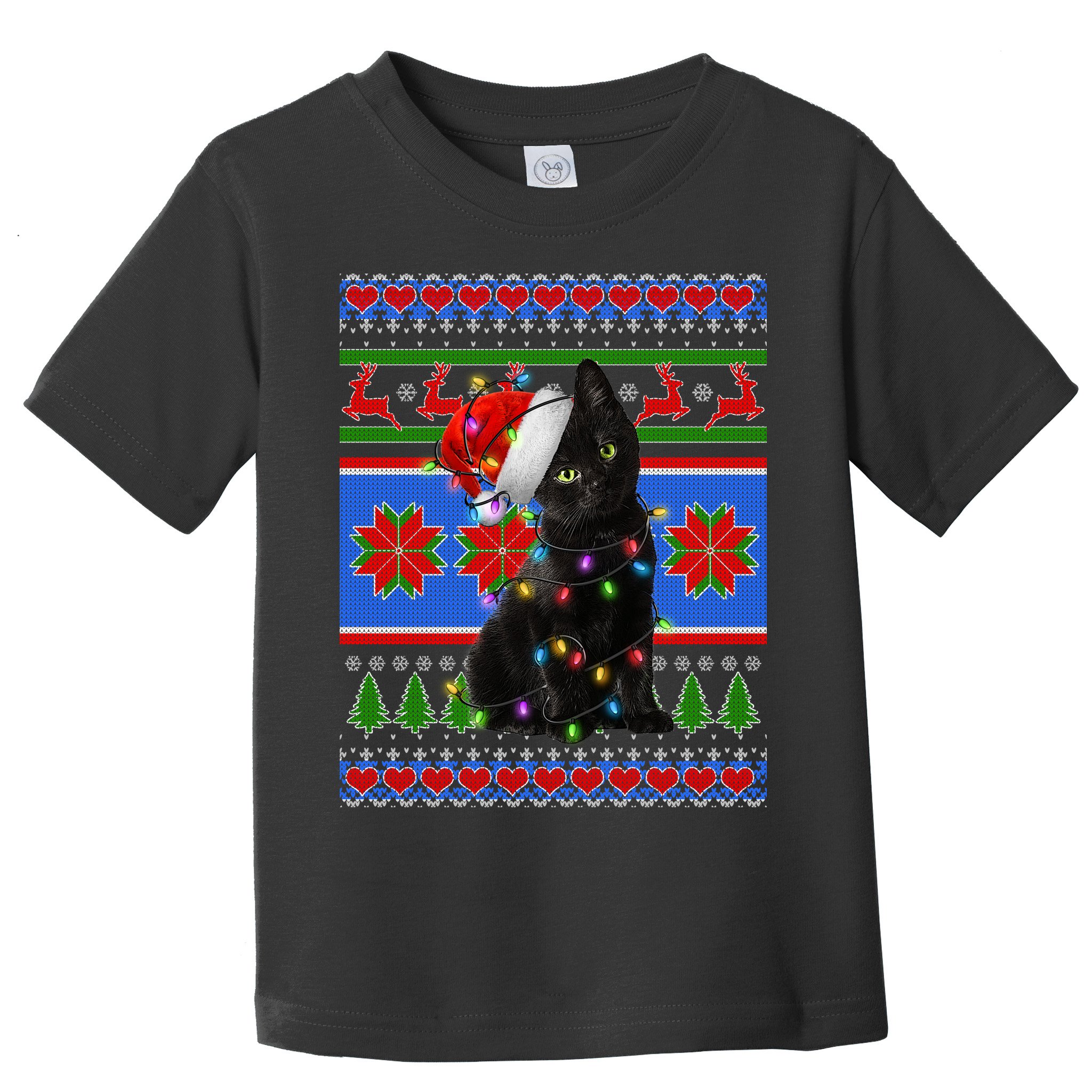 Christmas Lights Santa Cat Ugly Toddler T-Shirt