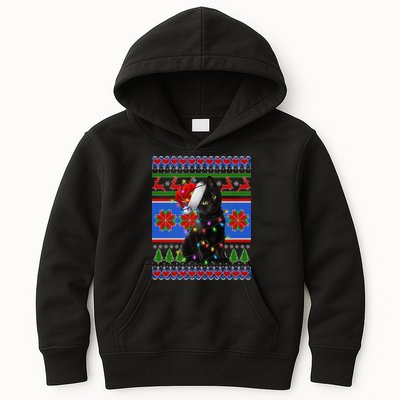 Christmas Lights Santa Cat Ugly Kids Hoodie