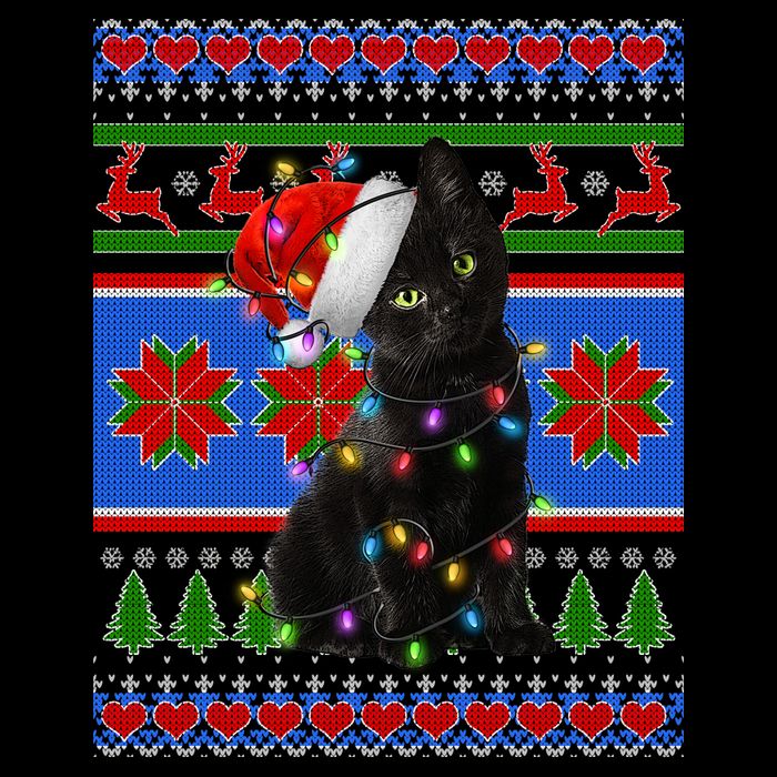 Christmas Lights Santa Cat Ugly Zip Tote Bag