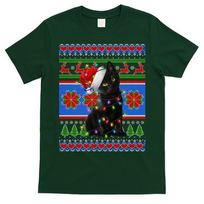 Christmas Lights Santa Cat Ugly T-Shirt