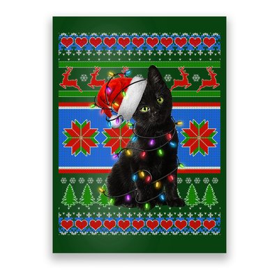 Christmas Lights Santa Cat Ugly Poster