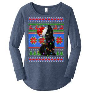 Christmas Lights Santa Cat Ugly Women's Perfect Tri Tunic Long Sleeve Shirt