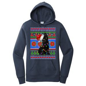 Christmas Lights Santa Cat Ugly Women's Pullover Hoodie