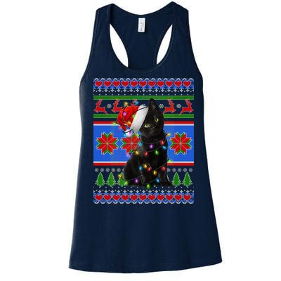 Christmas Lights Santa Cat Ugly Women's Racerback Tank