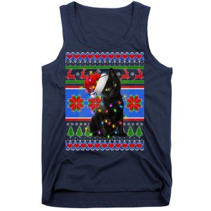 Christmas Lights Santa Cat Ugly Tank Top