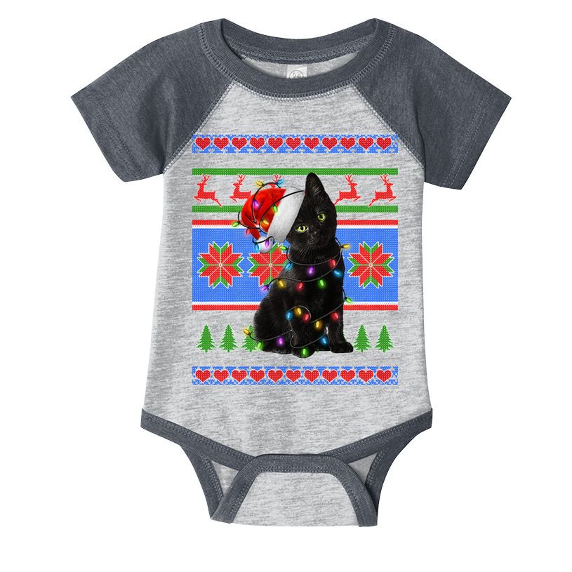 Christmas Lights Santa Cat Ugly Infant Baby Jersey Bodysuit
