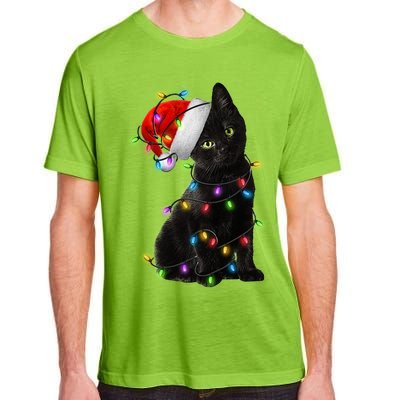 Christmas Lights Santa Kitty Adult ChromaSoft Performance T-Shirt