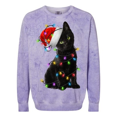 Christmas Lights Santa Kitty Colorblast Crewneck Sweatshirt