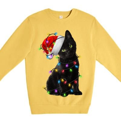 Christmas Lights Santa Kitty Premium Crewneck Sweatshirt