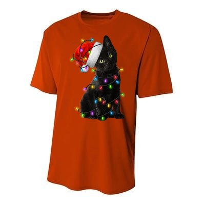 Christmas Lights Santa Kitty Performance Sprint T-Shirt