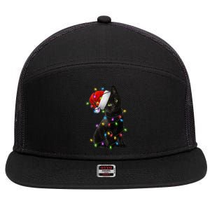 Christmas Lights Santa Kitty 7 Panel Mesh Trucker Snapback Hat