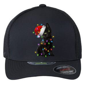 Christmas Lights Santa Kitty Flexfit Unipanel Trucker Cap