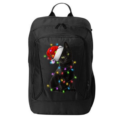 Christmas Lights Santa Kitty City Backpack