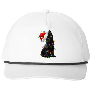 Christmas Lights Santa Kitty Snapback Five-Panel Rope Hat