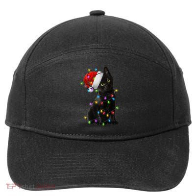 Christmas Lights Santa Kitty 7-Panel Snapback Hat