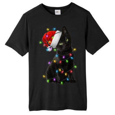 Christmas Lights Santa Kitty Tall Fusion ChromaSoft Performance T-Shirt