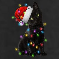 Christmas Lights Santa Kitty 11oz C Handle Ceramic Mug