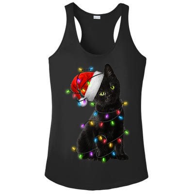 Christmas Lights Santa Kitty Ladies PosiCharge Competitor Racerback Tank