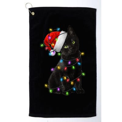 Christmas Lights Santa Kitty Golf Towel