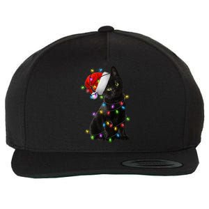 Christmas Lights Santa Kitty Wool Snapback Cap