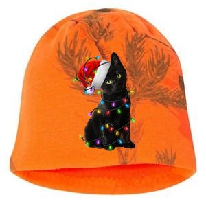 Christmas Lights Santa Kitty Kati - Camo Knit Beanie