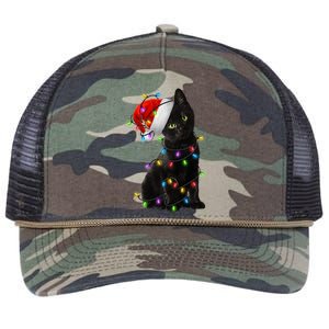 Christmas Lights Santa Kitty Retro Rope Trucker Hat Cap