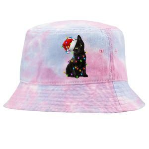 Christmas Lights Santa Kitty Tie-Dyed Bucket Hat