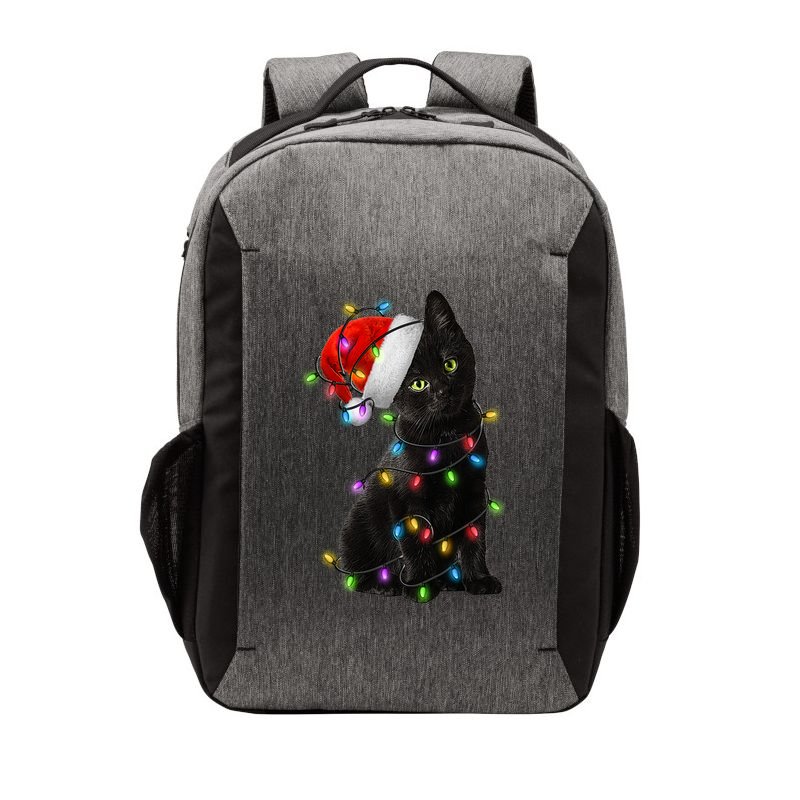 Christmas Lights Santa Kitty Vector Backpack