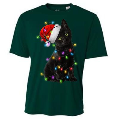 Christmas Lights Santa Kitty Cooling Performance Crew T-Shirt