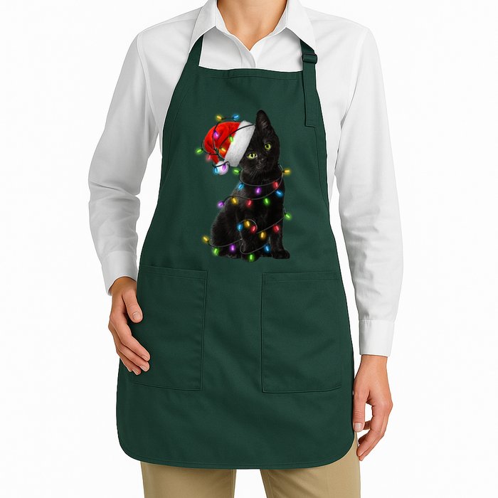 Christmas Lights Santa Kitty Apron