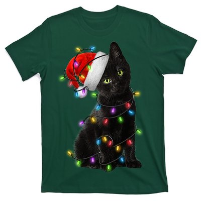 Christmas Lights Santa Kitty T-Shirt