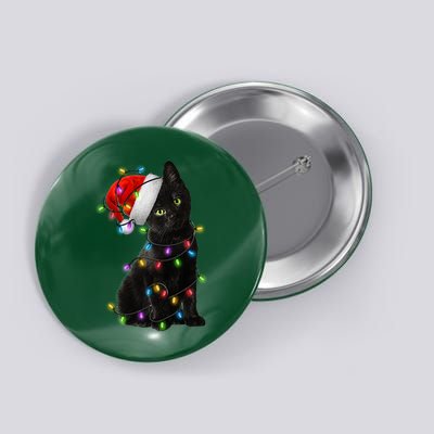 Christmas Lights Santa Kitty Button
