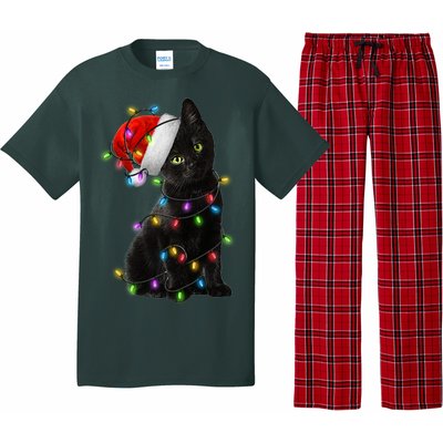 Christmas Lights Santa Kitty Pajama Set