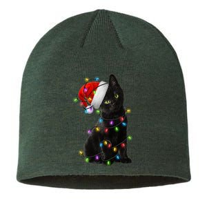 Christmas Lights Santa Kitty Sustainable Beanie