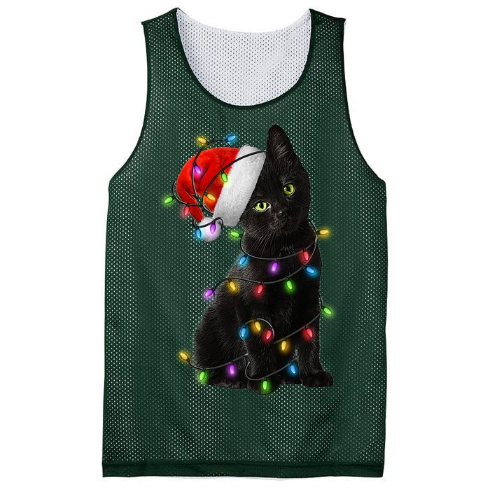 Christmas Lights Santa Kitty Mesh Reversible Basketball Jersey Tank