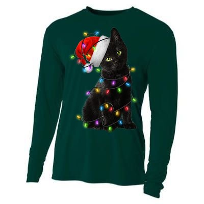 Christmas Lights Santa Kitty Cooling Performance Long Sleeve Crew