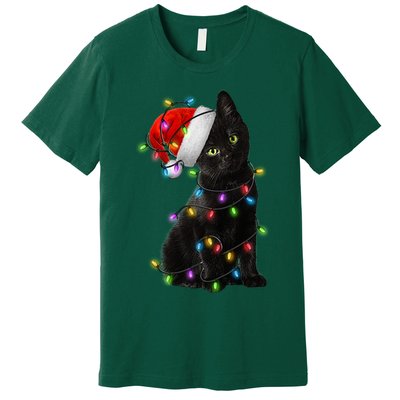 Christmas Lights Santa Kitty Premium T-Shirt