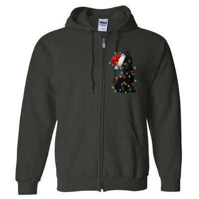 Christmas Lights Santa Kitty Full Zip Hoodie