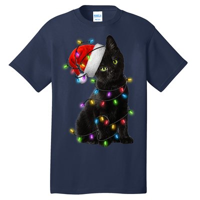 Christmas Lights Santa Kitty Tall T-Shirt