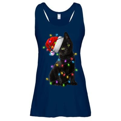 Christmas Lights Santa Kitty Ladies Essential Flowy Tank