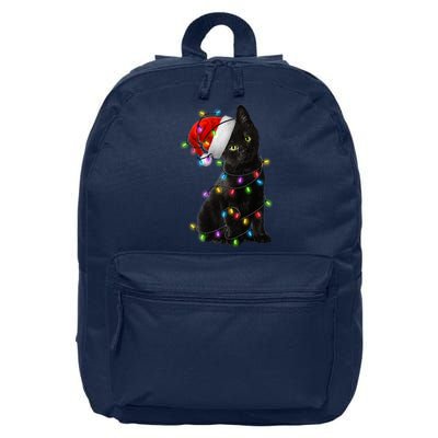 Christmas Lights Santa Kitty 16 in Basic Backpack